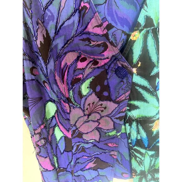 Faith Women's Multi Jacket Vest Funky Block Pattern Sequin Beading Detail - Picture 2 of 7